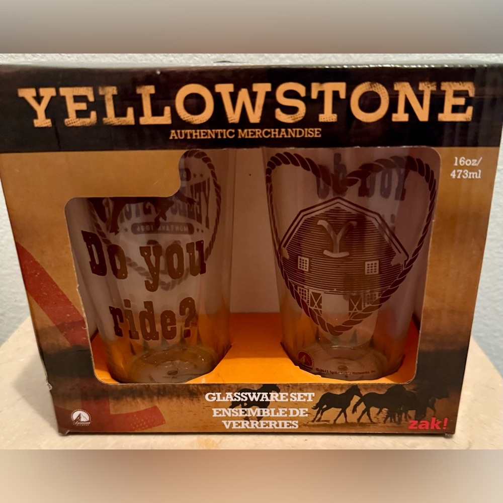 NIB Yellowstone Authentic Merchandise Glassware two(2)
16oz/473ml Glasses - Picture 2 of 16
